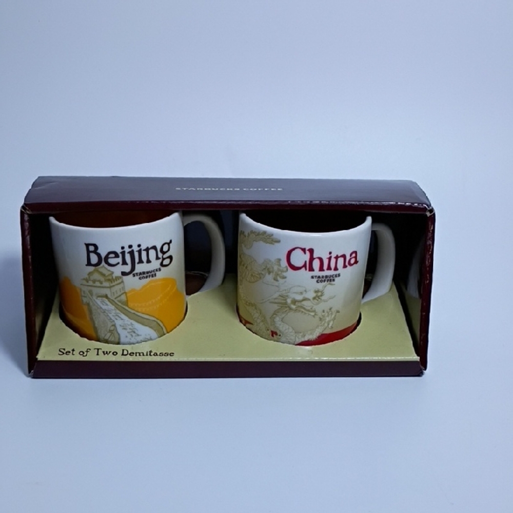 Starbucks Beijing and China Mug Set with Yellow and Red Accents‎